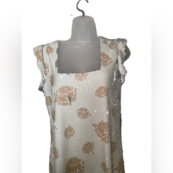 Marina Moscone Ivory Reversible Sequin Silk Midi Dress NWT Size 2 - Picture 4 of 7